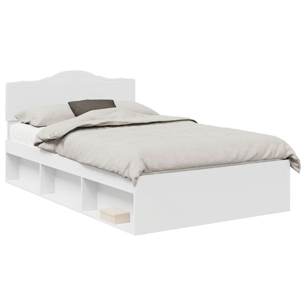 vidaXL Bed Frame with Headboard White 120 x 200 cm Solid Pine Wood