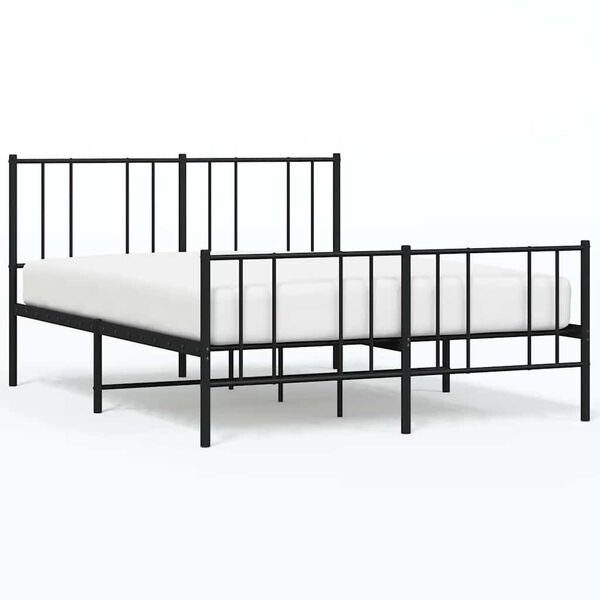 vidaXL Metal Bed Frame without Mattress with Footboard Black 150x200cm