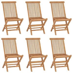 vidaXL Folding Chairs 6 pcs Solid Teak Wood