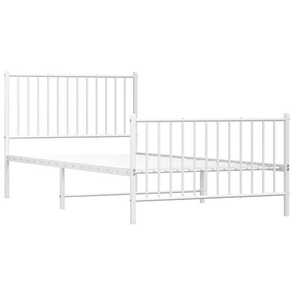 vidaXL Metal Bed Frame without Mattress with Footboard White 100x200cm