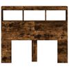 vidaXL Headboard Cabinet with LED Smoked Oak 120x17x102 cm