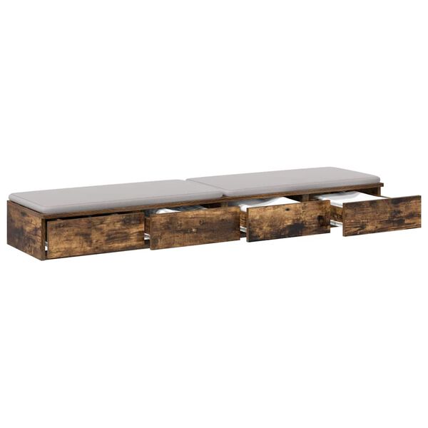 vidaXL Bed Drawers Smoked Oak 150 x 36.5 x 16.5 cm Engineered Wood