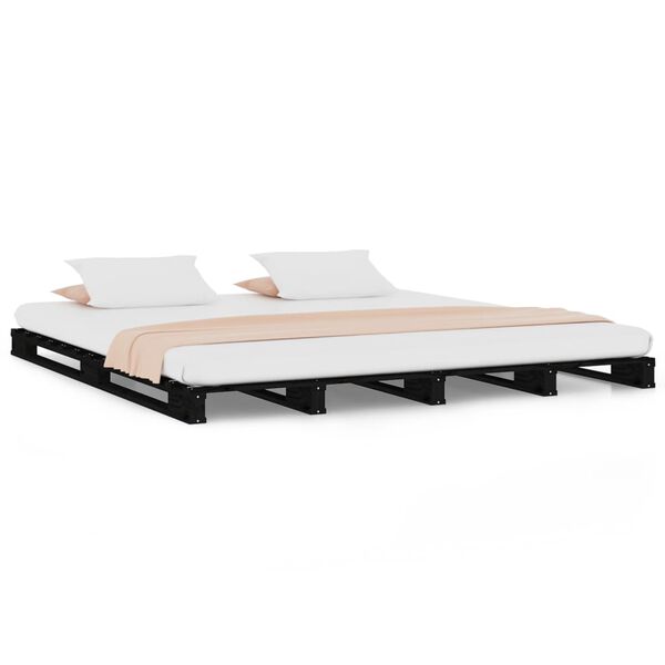 vidaXL Pallet Bed without Mattress Black 140x190 cm Solid Wood