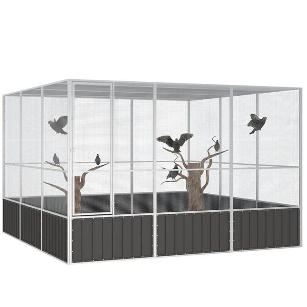 vidaXL Bird Cage Anthracite 302.5x324.5x211.5 cm Galvanised Steel