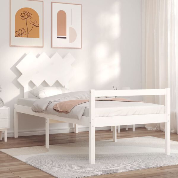 vidaXL Senior Bed without Mattress White 90x200 cm Solid Wood