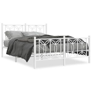vidaXL Metal Bed Frame without Mattress with Footboard White 140x190cm