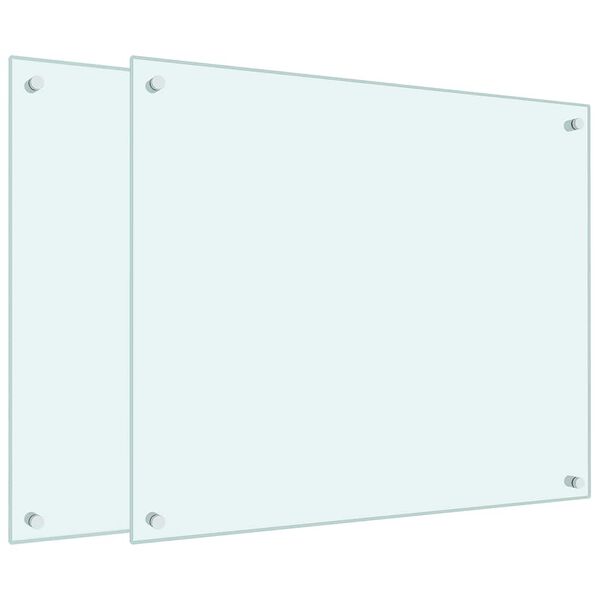 vidaXL Kitchen Backsplashes 2 pcs White 70x60 cm Tempered Glass