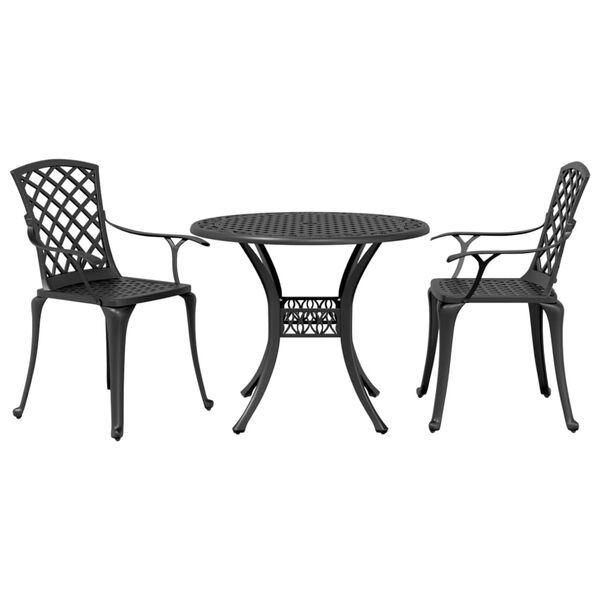 vidaXL 3 Piece Bistro Set Black Cast Aluminium