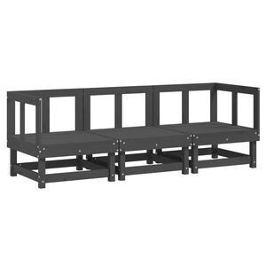 vidaXL 3 Piece Garden Lounge Set Grey Solid Wood Pine