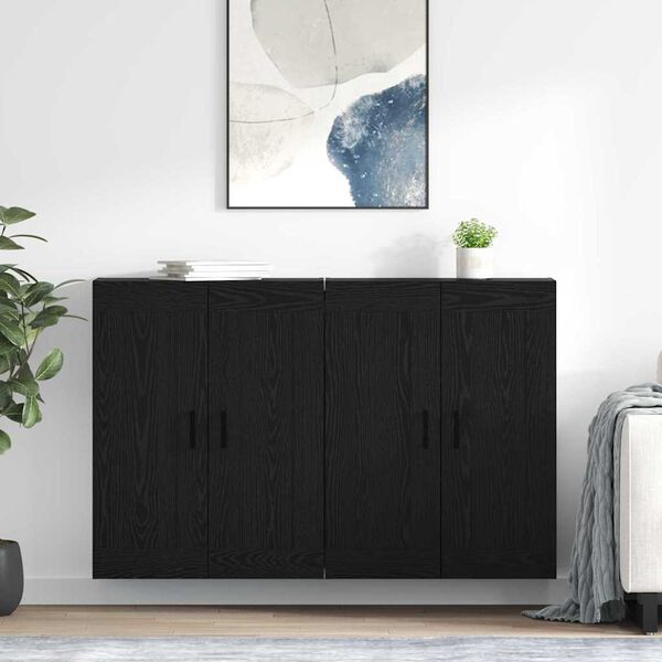vidaXL Wall-mounted Cabinet 2 pcs Black Oak 69.5 x 34 x 90 cm