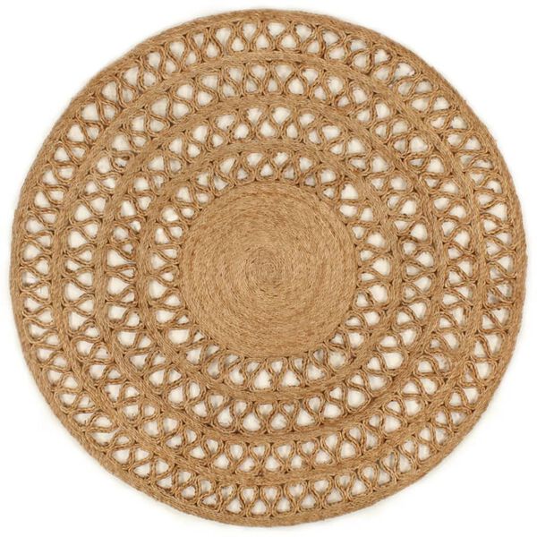 vidaXL Area Rug Hand-braided Jute 120 cm Round