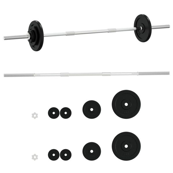 vidaXL Barbell with Plates Set 30 kg Cast Iron