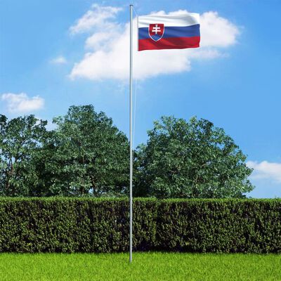 vidaXL Slovakia Flag and Pole Aluminium 4 m