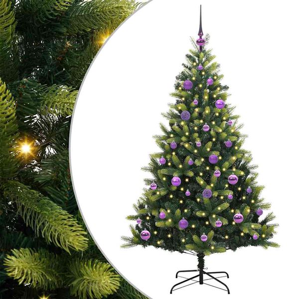 vidaXL Artificial Hinged Christmas Tree 150 LEDs Green 150 cm