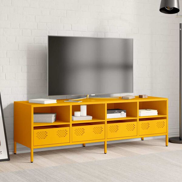 vidaXL TV Cabinet Mustard Yellow 135x39x43.5 cm Cold-rolled Steel