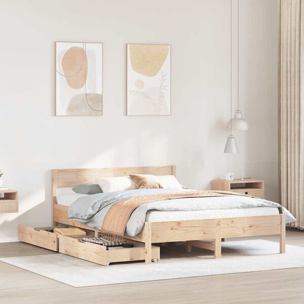 vidaXL Bed Frame without Mattress 135x190 cm Double Solid Wood Pine