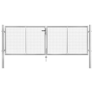 vidaXL Garden Gate Galvanised Steel 300x75 cm Silver