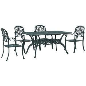 vidaXL 5 Piece Garden Dining Set Green Cast Aluminium