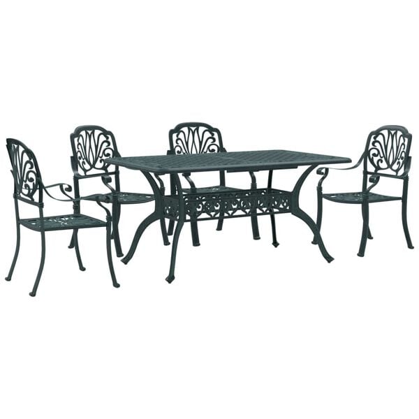 vidaXL 5 Piece Garden Dining Set Green Cast Aluminium