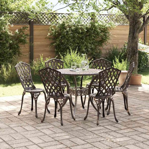 vidaXL Garden Dining Set 7 pcs Bronze Aluminium