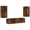 vidaXL 4 Piece TV Wall Units with LED Smoked Oak Engineered Wood
