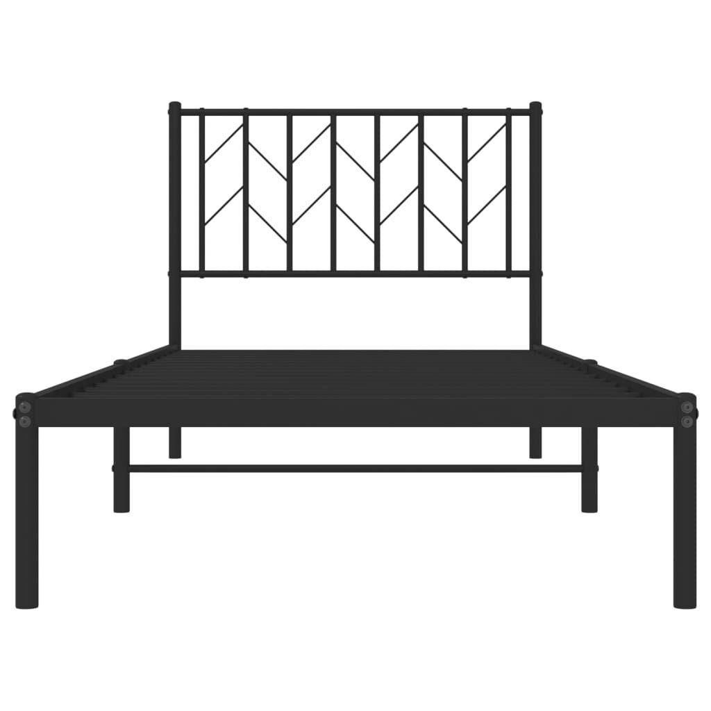 vidaXL Metal Bed Frame without Mattress with Headboard Black 90x190cm