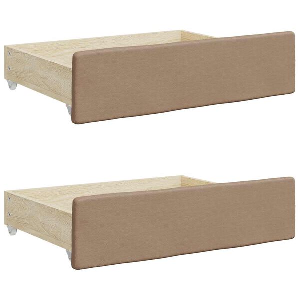 vidaXL Bed Drawers 2 pcs Cappuccino Engineered Wood and Faux Leather