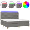 vidaXL Box Spring Bed with Mattress&LED Dark Grey 200x200 cm Fabric