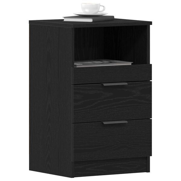 vidaXL Bedside Cabinet 2 pcs Black Oak 40 x 35 x 65 cm Engineered Wood