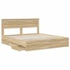 vidaXL Bed Frame with Drawer Sonoma Oak 200 x 200 cm Engineer Wood