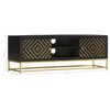 vidaXL TV Cabinet Black and Gold 120x30x40 cm Solid Mango Wood