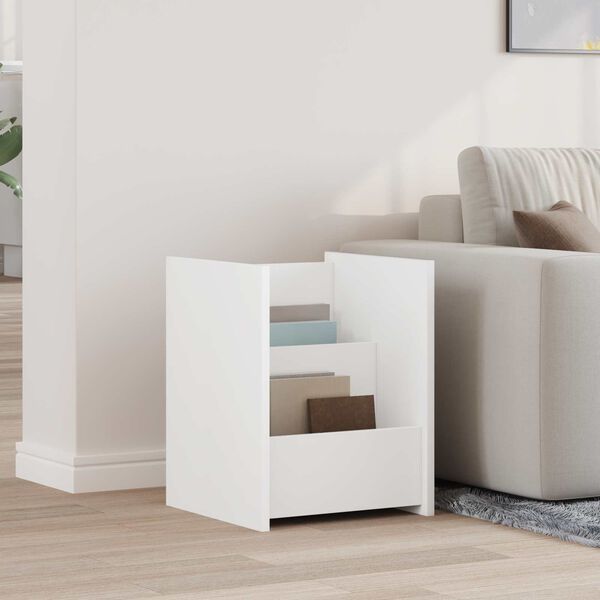 vidaXL Magazine Rack with Shelf White 35 x 35 x 45 cm Engineered Wood