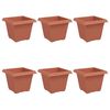 vidaXL Square Flower Pot 6 pcs Brick Red 20 x 20 x 16 cm Plastic
