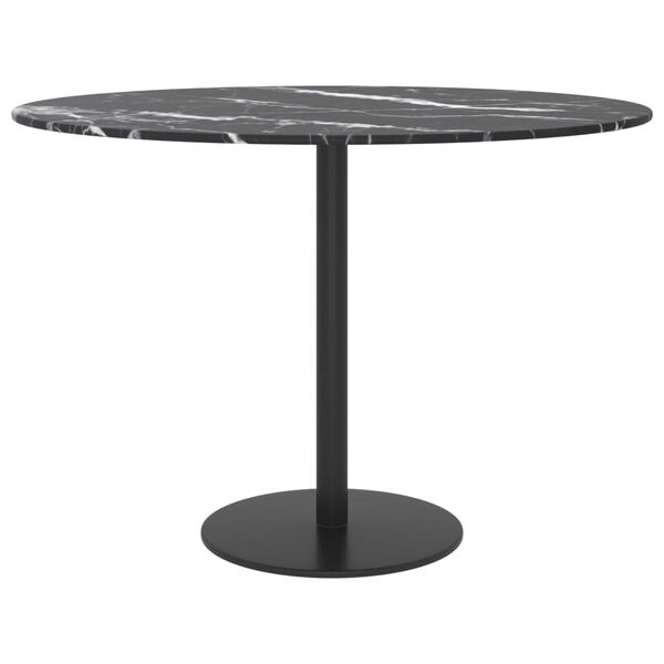 vidaXL Table Top Black &Oslash;60x0.8 cm Tempered Glass with Marble Design