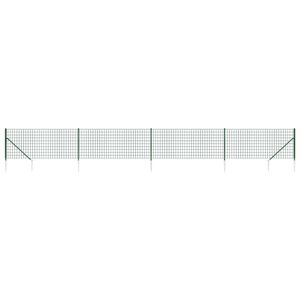 vidaXL Wire Mesh Fence with Spike Anchors Green 1.1x10 m