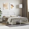 vidaXL Metal Bed Frame without Mattress with Headboard White 140x200cm