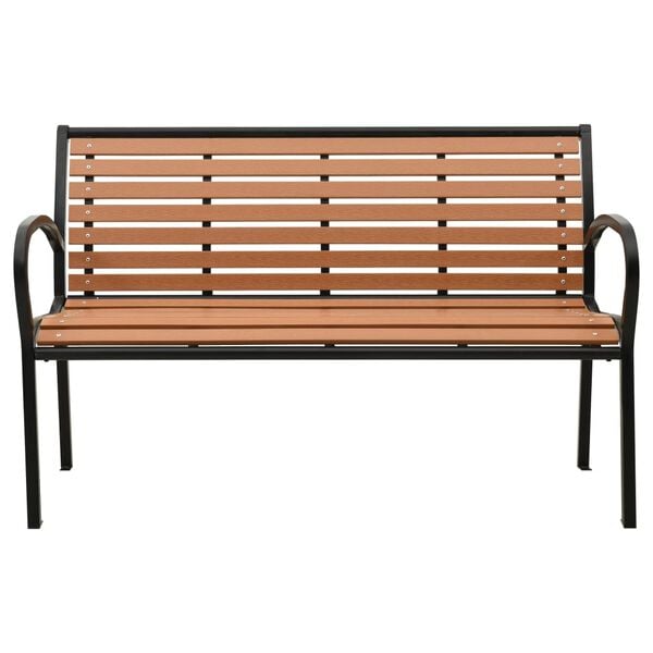 vidaXL Garden Bench Black and Brown 116 cm Steel and WPC