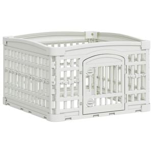 vidaXL 4 Panel Dog Playpen 60 x 60 x 38 cm Plastic White Foldable