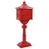 vidaXL Standing Mailbox Red 42.5 x 29.5 x 117 cm Cast Aluminum