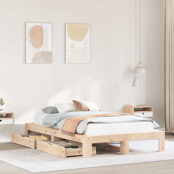 vidaXL Bed Frame without Mattress 135x190 cm Double Solid Wood Pine