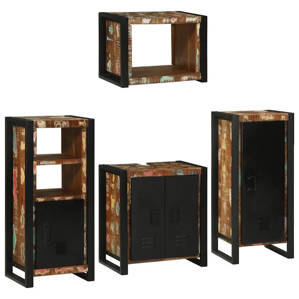 vidaXL Bathroom Furniture Set 4 pcs Multicolour Solid Reclaimed Wood