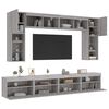vidaXL 8 Piece TV Wall Cabinet Set with LED Lights Grey Sonoma