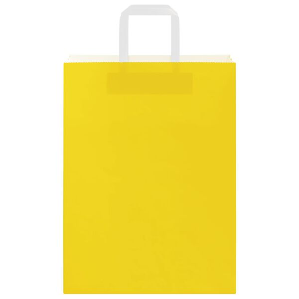 vidaXL Paper Bags 250 pcs with Handles Yellow 26x12x35 cm