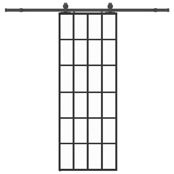 vidaXL Sliding Door with Hardware Set Black 76x205 cm ESG Glass