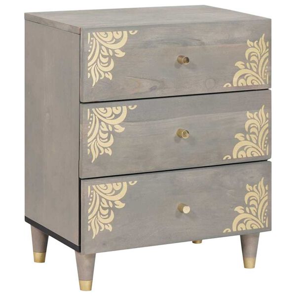 vidaXL Bedside Cabinet Grey 50 x 33 x 62 cm Solid Mango Wood