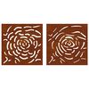 vidaXL Garden Wall Decorations 2 pcs 55x55 cm Corten Steel Rose Design
