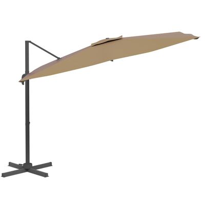 vidaXL Cantilever Umbrella with Aluminium Pole Taupe 300x300 cm