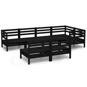 vidaXL 7 Piece Garden Lounge Set Solid Pinewood Black