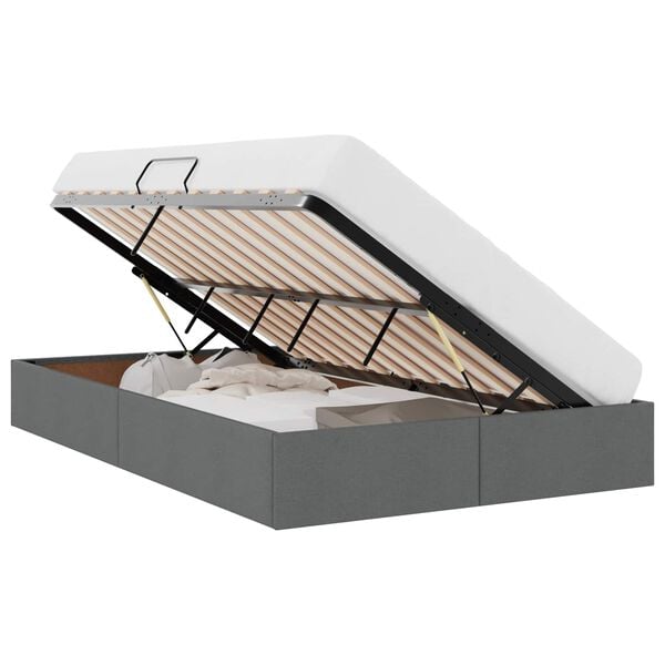 vidaXL Storage Bed with Mattress Dark Grey 120 x 200 cm Fabric
