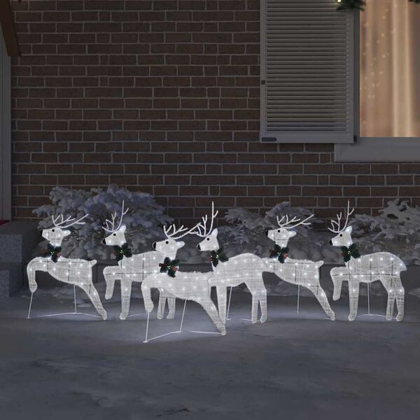 vidaXL LED Reindeers 6 pcs Silver Fabric